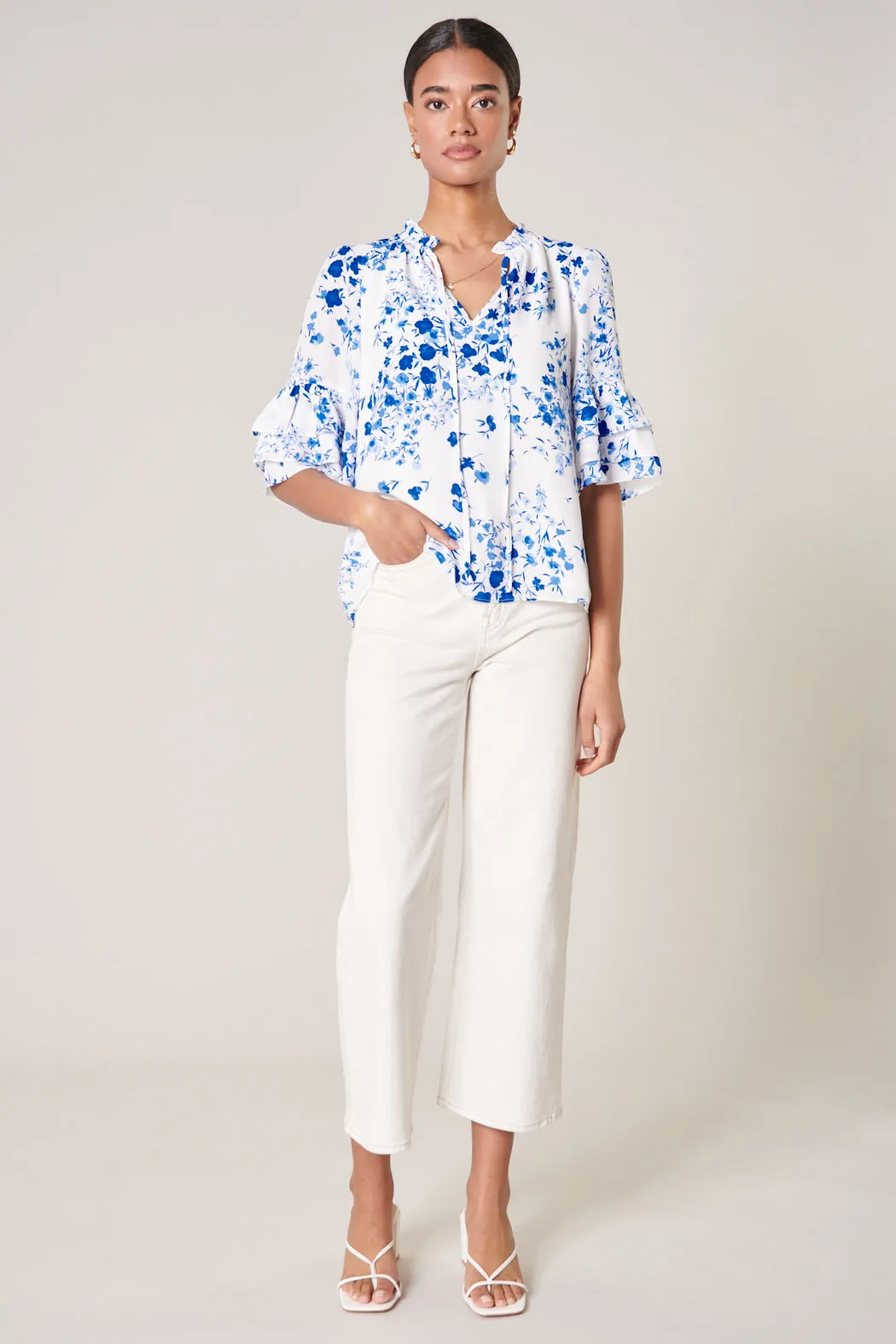 Love Bomb Sapphire Break Room Ruffle Blouse sold by Sugarlips product image thumbnail 4