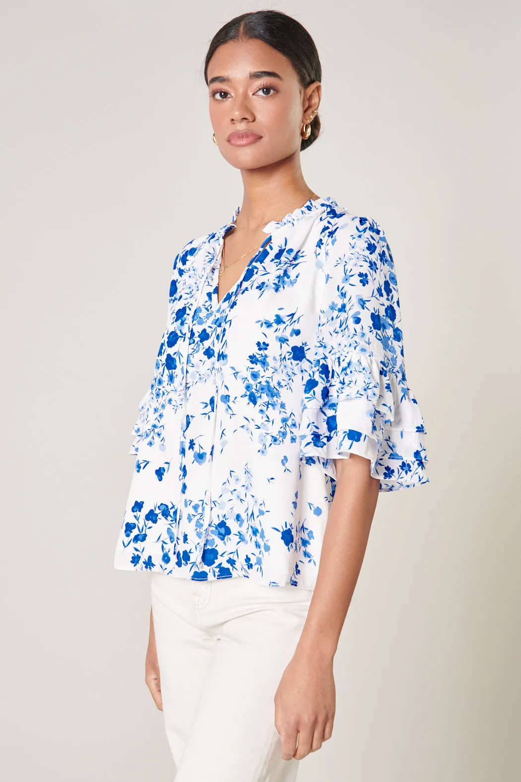 Love Bomb Sapphire Break Room Ruffle Blouse sold by Sugarlips product image thumbnail 3