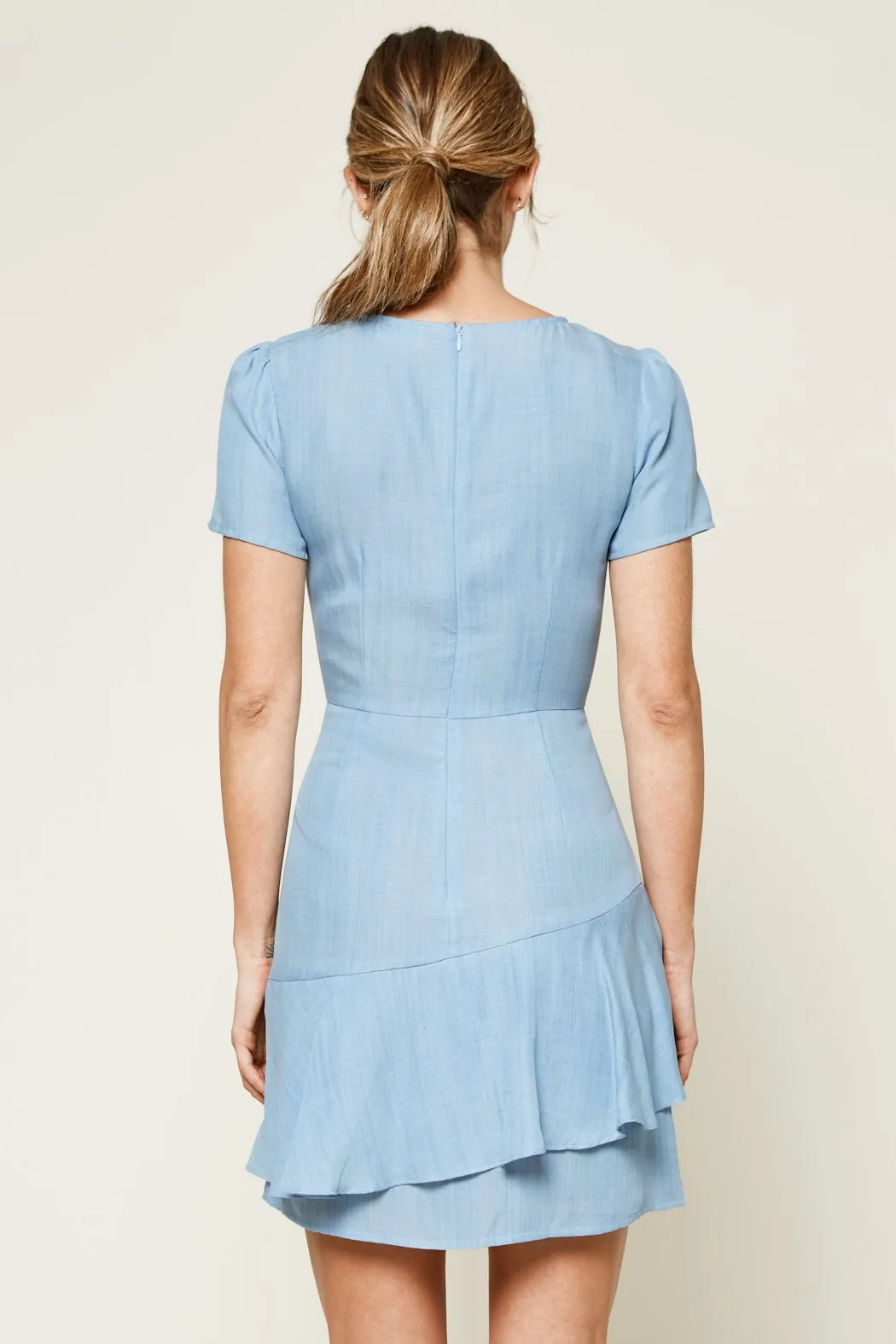 Arizona Chambray Ruffle Mini Dress sold by Sugarlips product image thumbnail 3