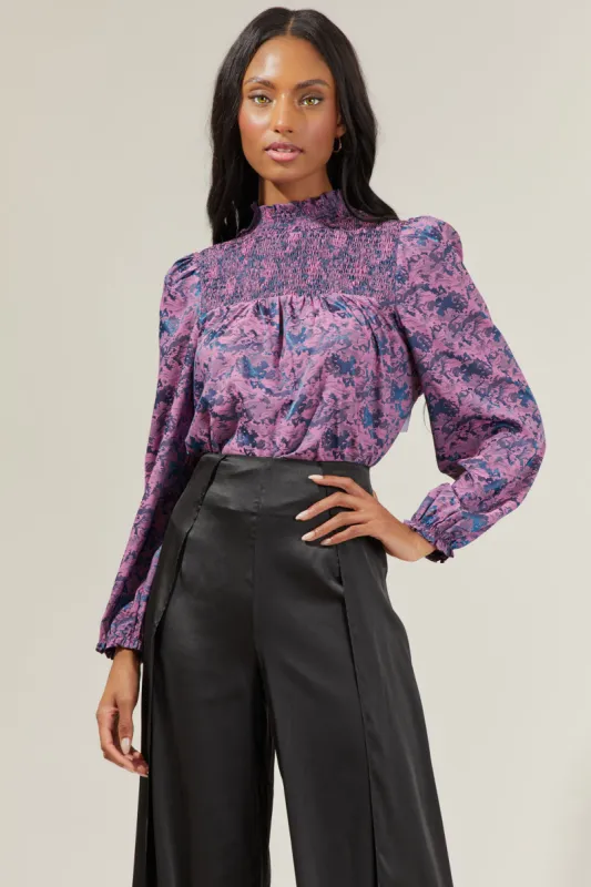 Aurora Floral Smocked Blouse sold by Sugarlips
