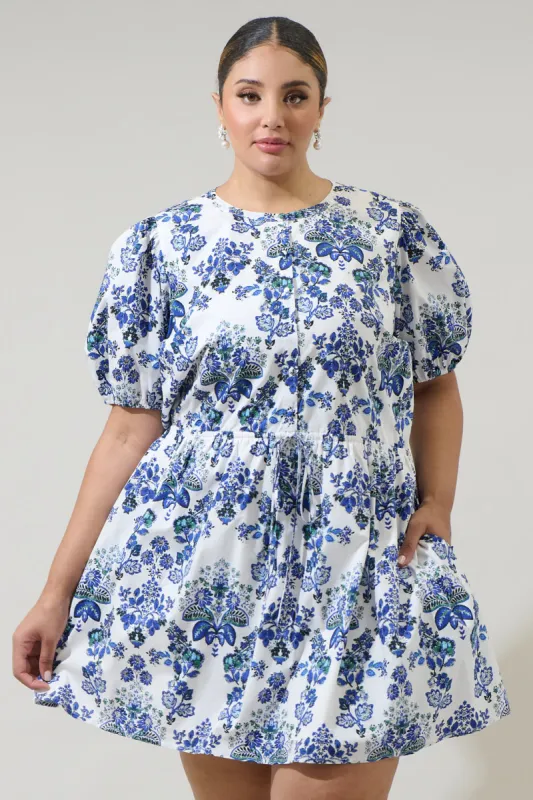 Viara Floral Alba Puff Sleeve Mini Dress Curve sold by Sugarlips