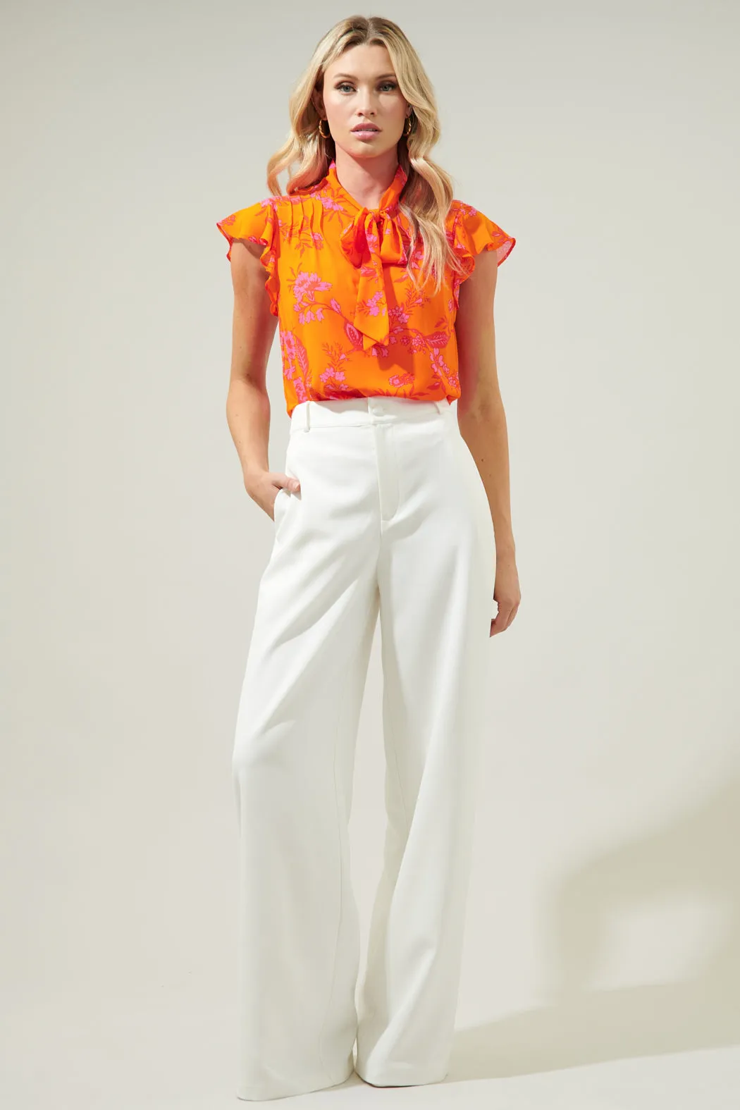 Sunrise Floral Cassius Tie Neck Blouse sold by Sugarlips product image thumbnail 4