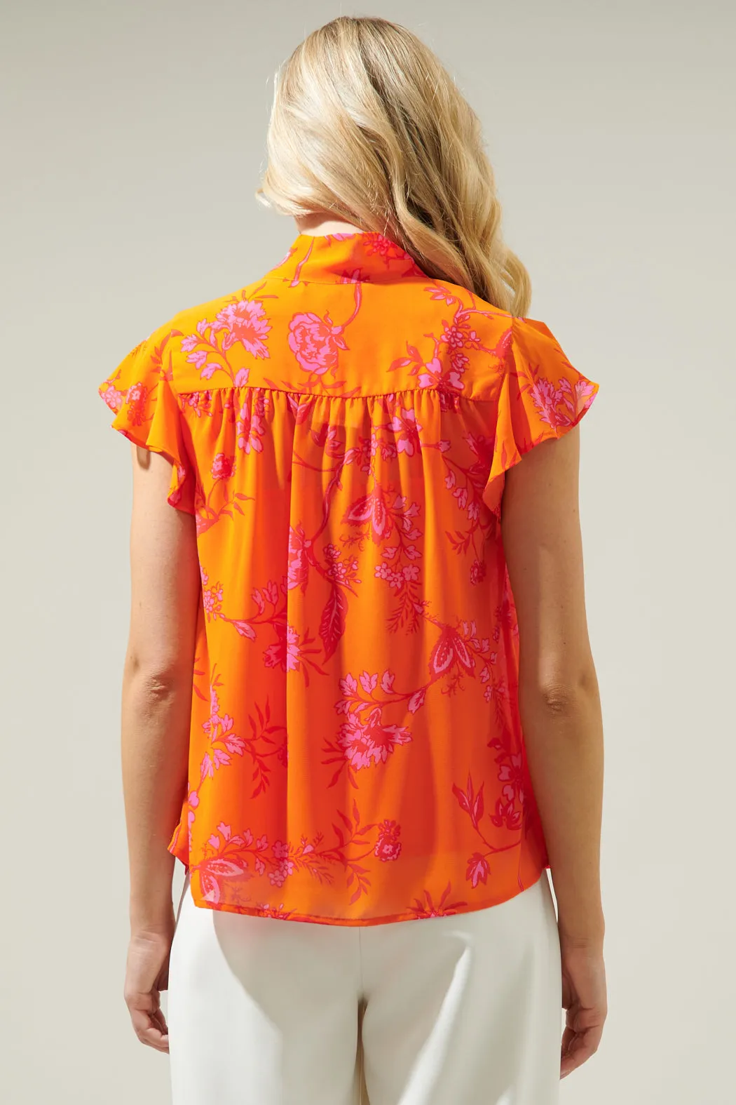 Sunrise Floral Cassius Tie Neck Blouse sold by Sugarlips product image thumbnail 2