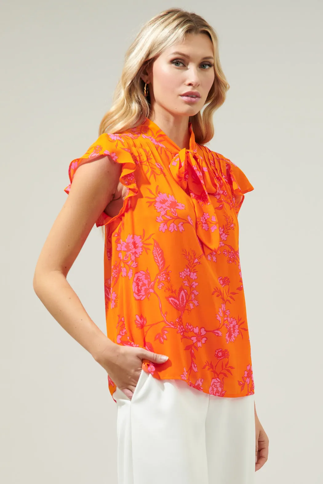 Sunrise Floral Cassius Tie Neck Blouse sold by Sugarlips product image thumbnail 3
