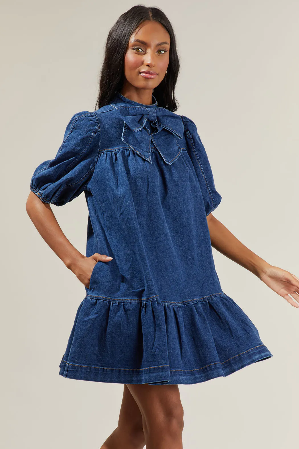 Aura Jacey Denim Shift Dress sold by Sugarlips product image thumbnail 3