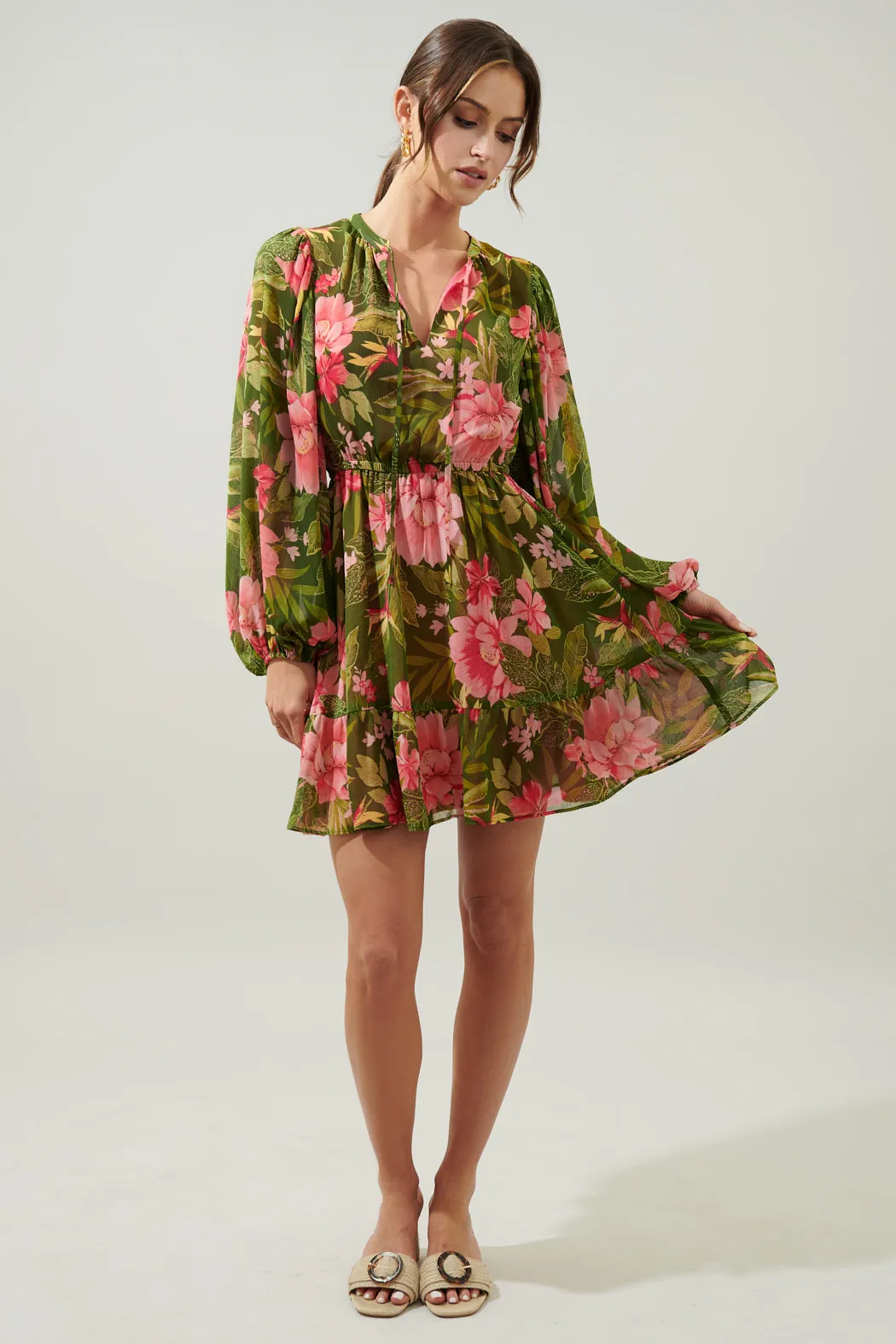 Lilikoi Floral Paxton Balloon Sleeve Mini Dress sold by Sugarlips product image thumbnail 4
