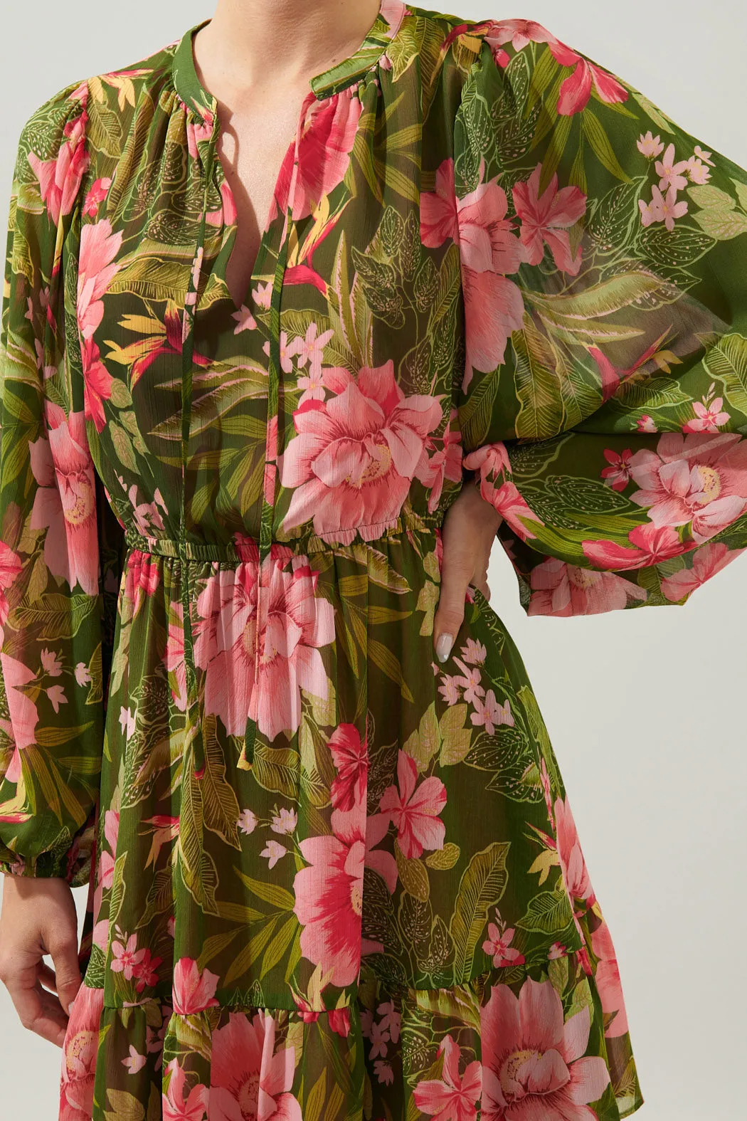 Lilikoi Floral Paxton Balloon Sleeve Mini Dress sold by Sugarlips product image thumbnail 5