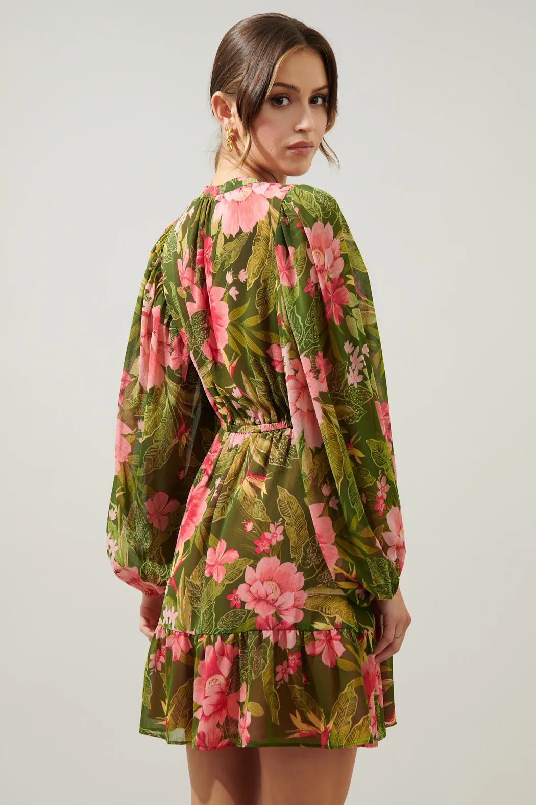 Lilikoi Floral Paxton Balloon Sleeve Mini Dress sold by Sugarlips product image thumbnail 3