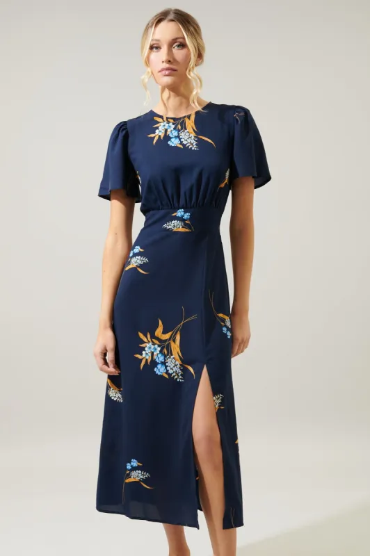 Dusk Bloom Floral Midi Dress sold by Sugarlips