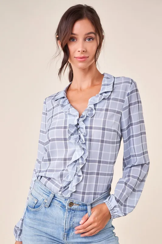 Dolly Plaid Ruffle Blouse sold by Sugarlips