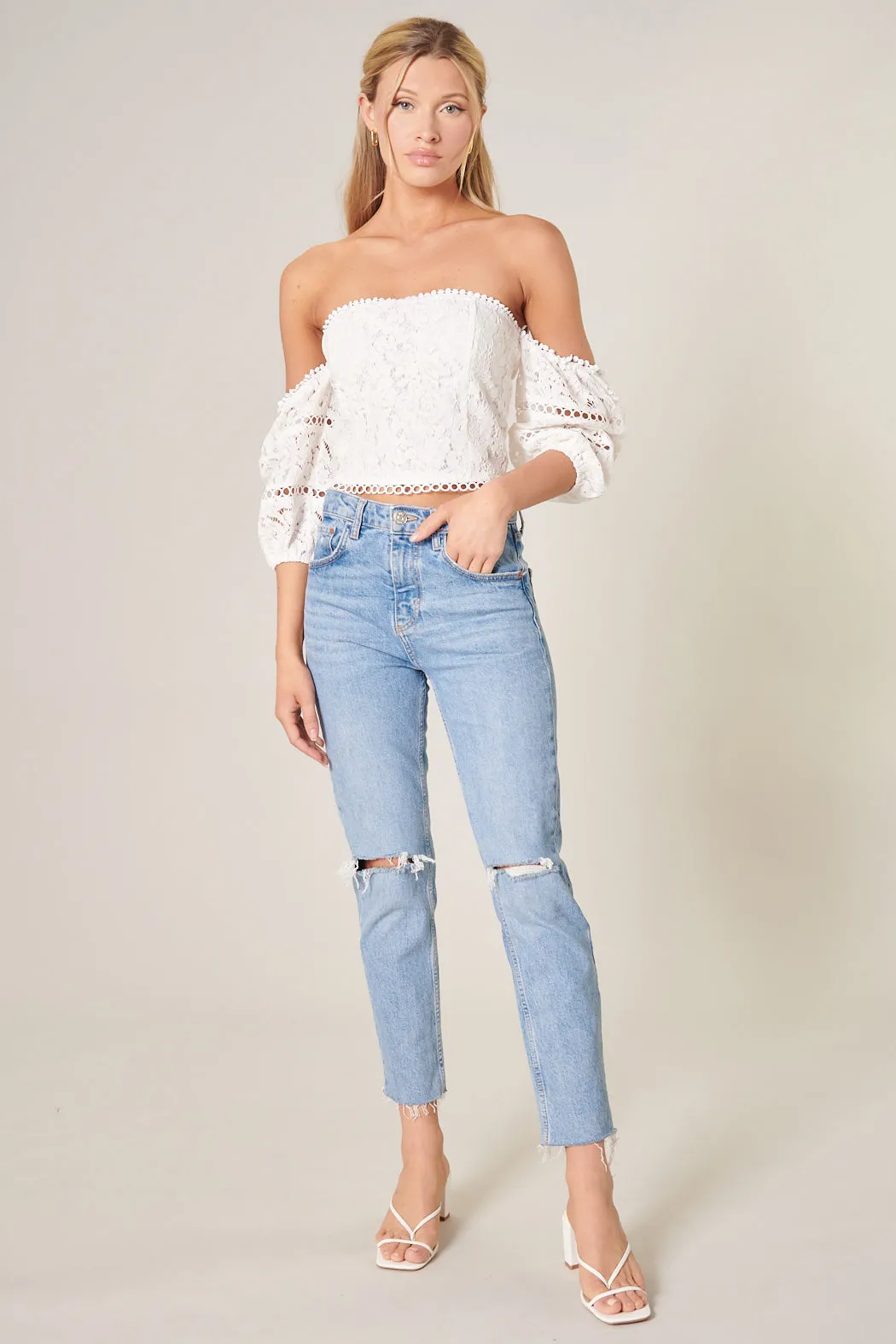 Marienne Off the Shoulder Scallop Lace Top sold by Sugarlips product image thumbnail 5