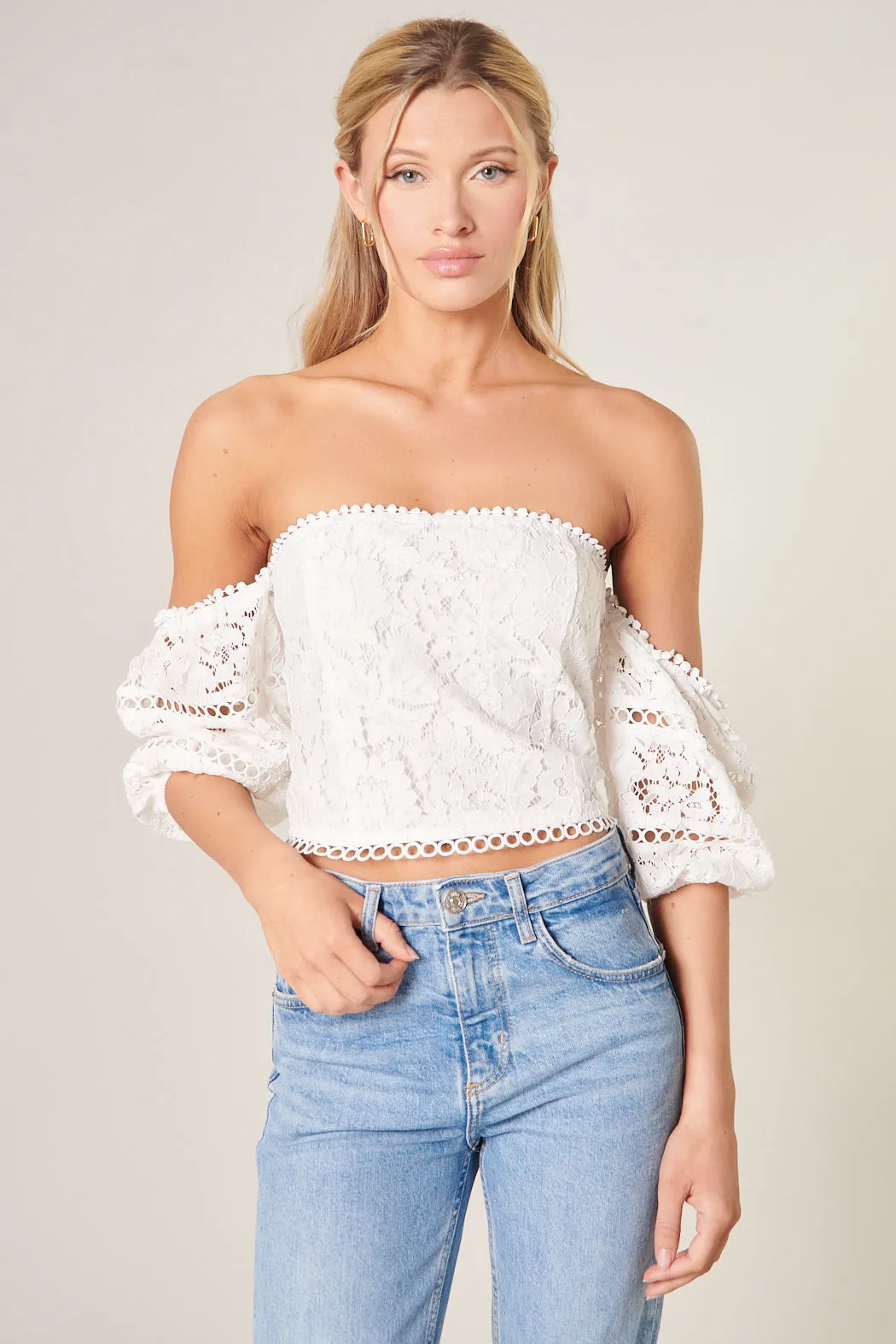Marienne Off the Shoulder Scallop Lace Top sold by Sugarlips product image thumbnail 2