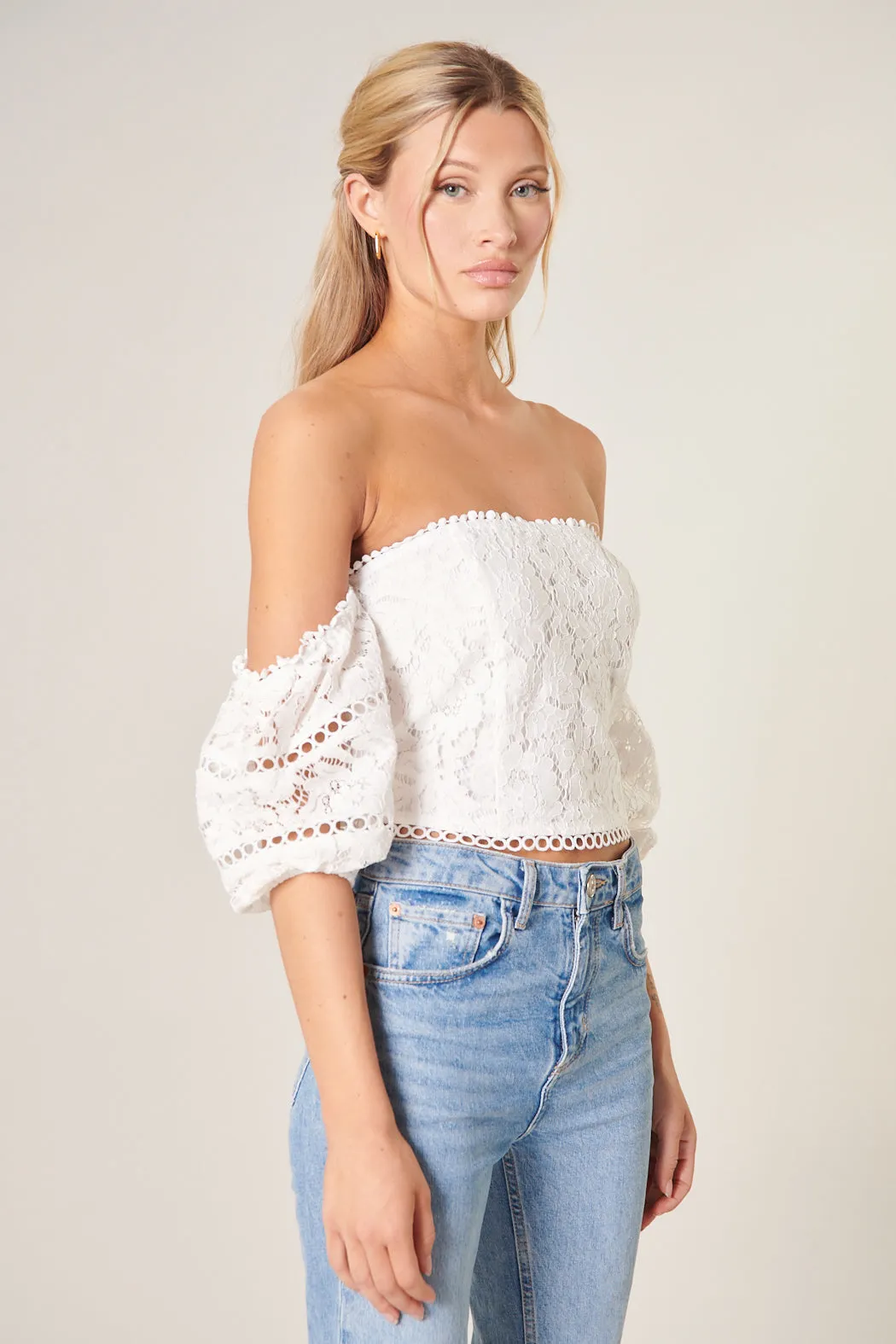 Marienne Off the Shoulder Scallop Lace Top sold by Sugarlips product image thumbnail 4