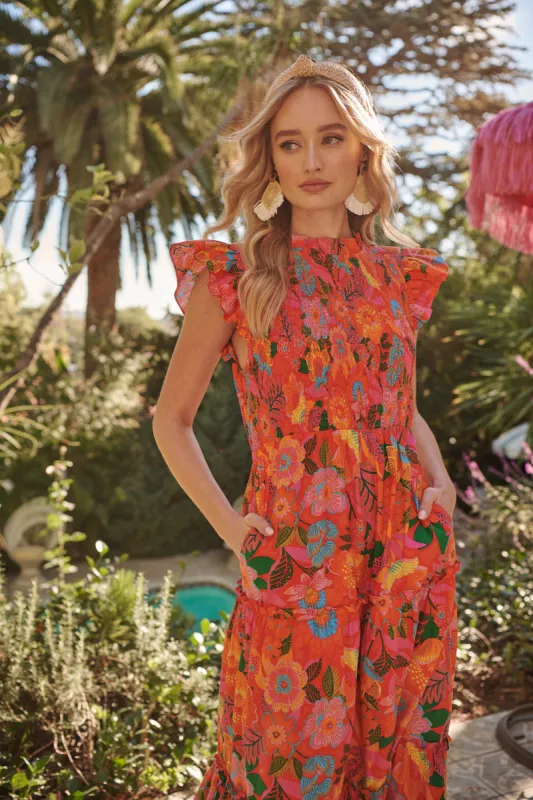 Idalia Floral Smocked Midi Dress sold by Sugarlips