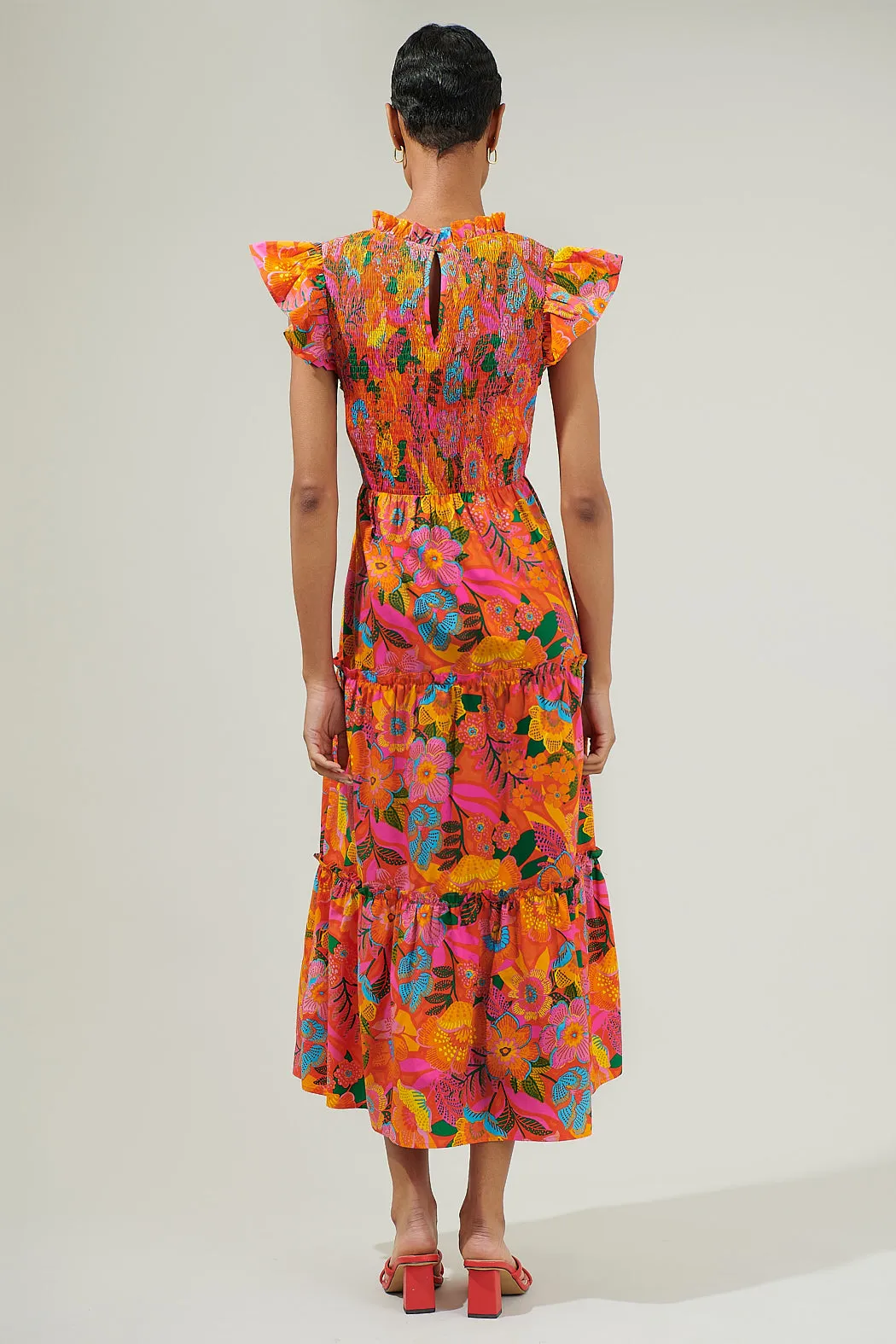 Idalia Floral Smocked Midi Dress sold by Sugarlips product image thumbnail 4