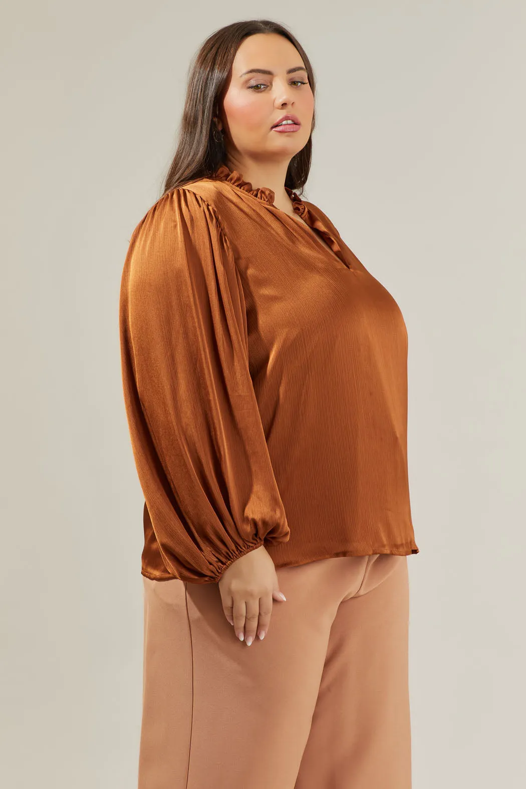 Hathaway Split Neck Long Sleeve Blouse Curve sold by Sugarlips product image thumbnail 3