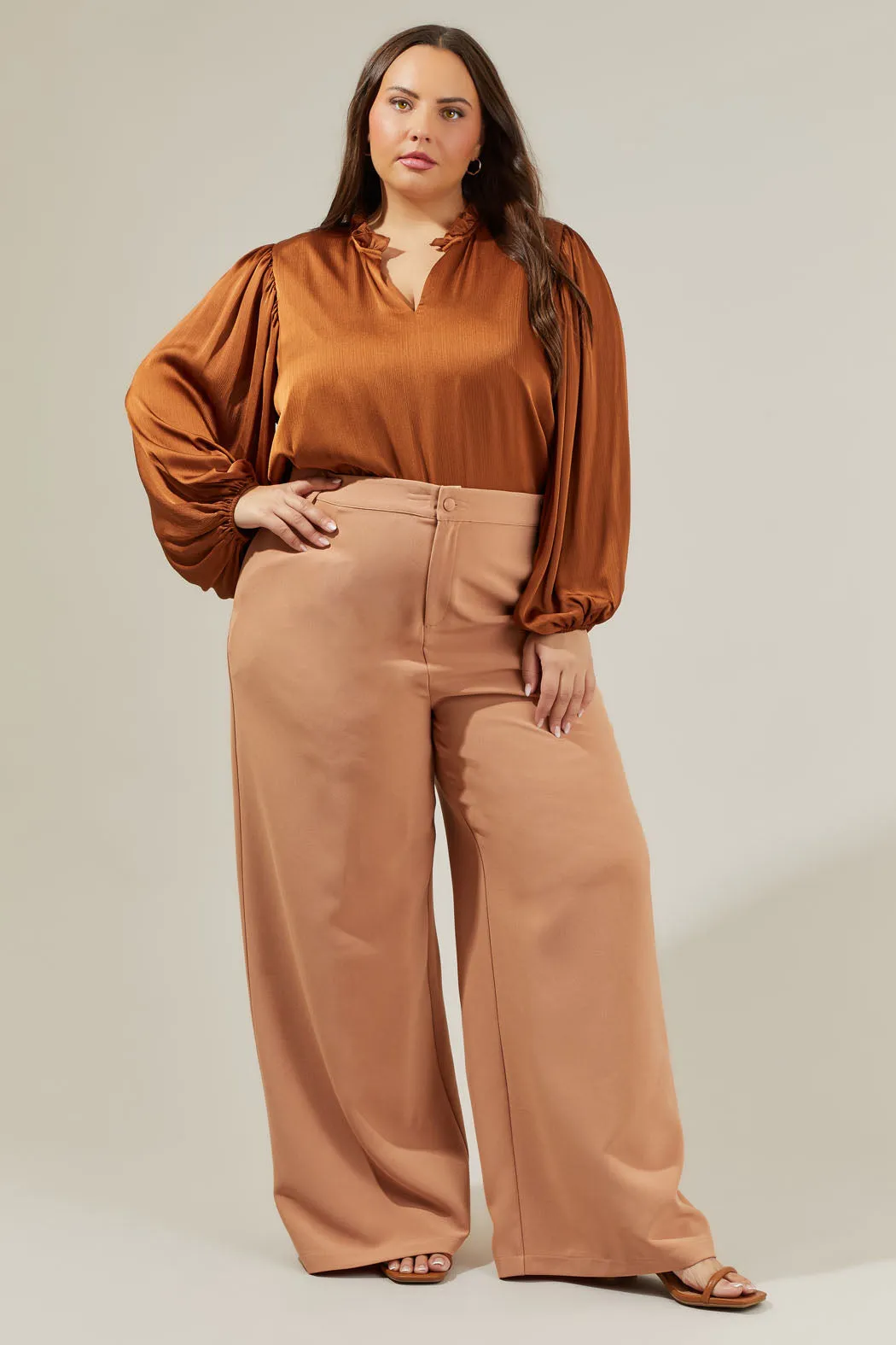 Hathaway Split Neck Long Sleeve Blouse Curve sold by Sugarlips product image thumbnail 4