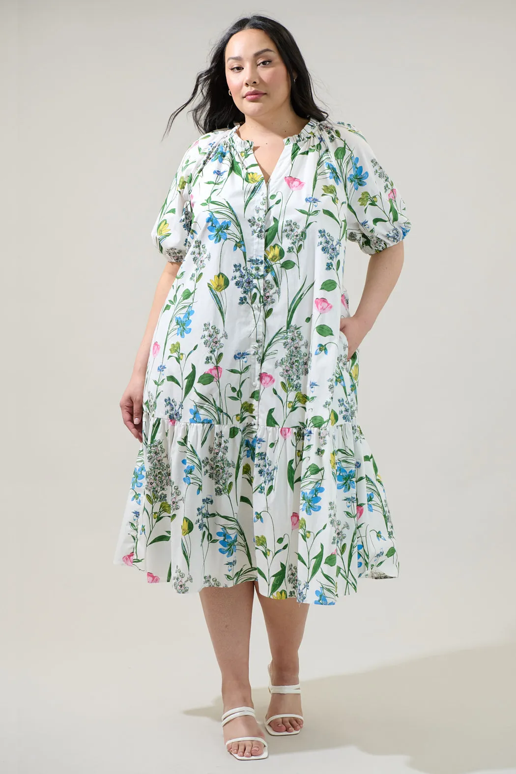 Clove Garden Floral Wynette Tiered Midi Dress Curve sold by Sugarlips product image thumbnail 4