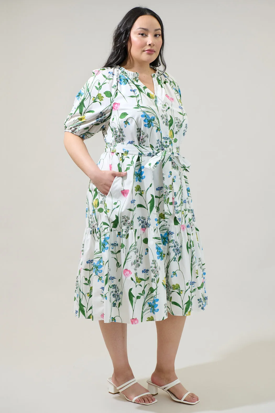 Clove Garden Floral Wynette Tiered Midi Dress Curve sold by Sugarlips product image thumbnail 3