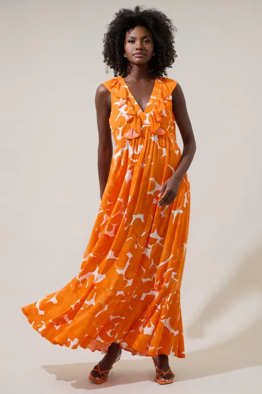 Tangerine Dream Bayla Deep V Maxi Dress sold by Sugarlips