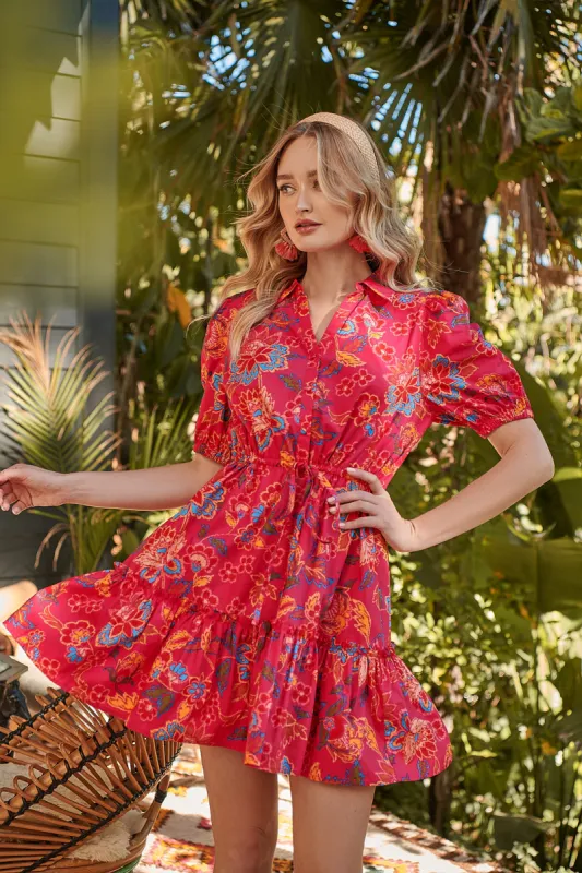 Lorie Floral Stacie Button Down Mini Dress sold by Sugarlips
