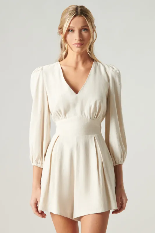 Saint Tropez Balloon Sleeve Heartthrob Romper sold by Sugarlips