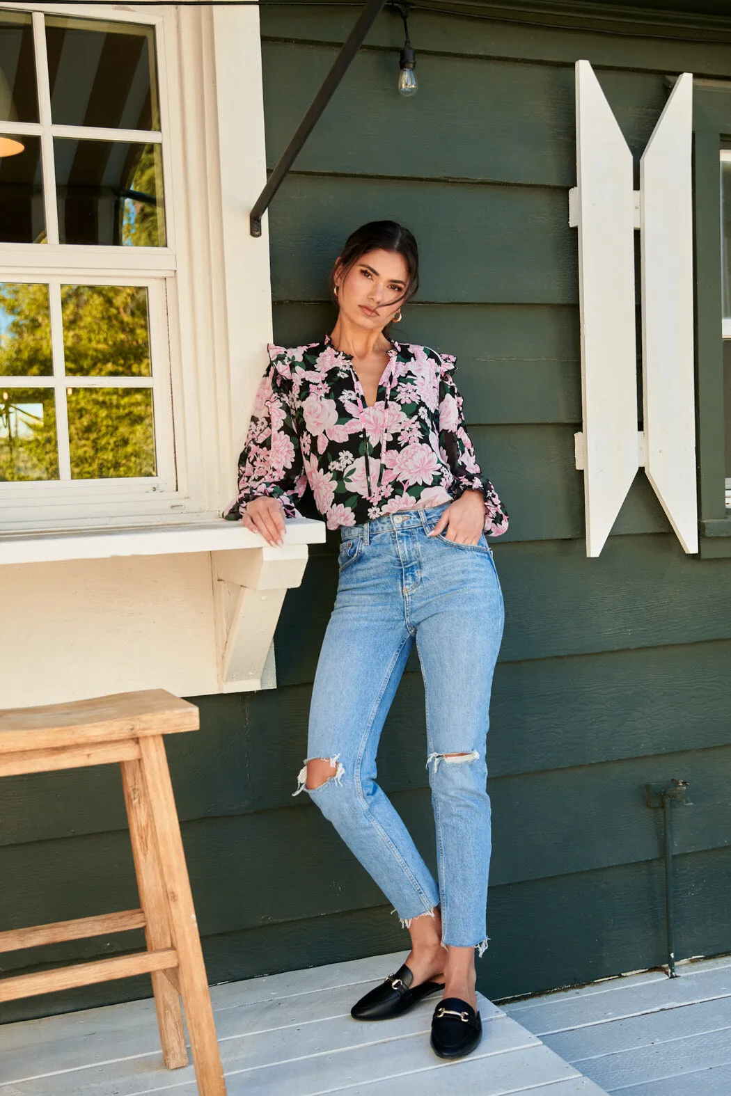 Angelica Floral Raj Ruffle Balloon Sleeve Blouse sold by Sugarlips product image thumbnail 2