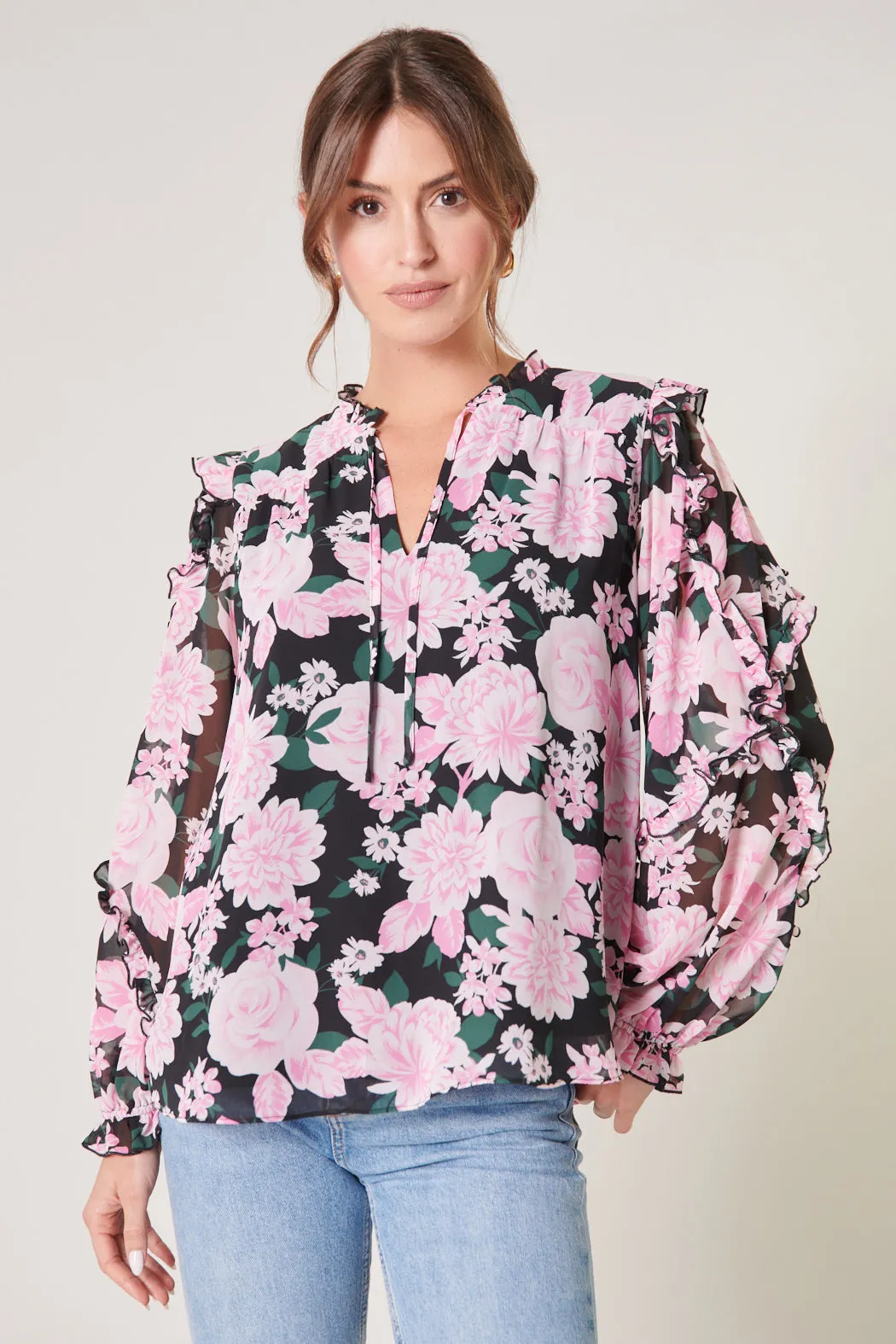 Angelica Floral Raj Ruffle Balloon Sleeve Blouse sold by Sugarlips product image thumbnail 4