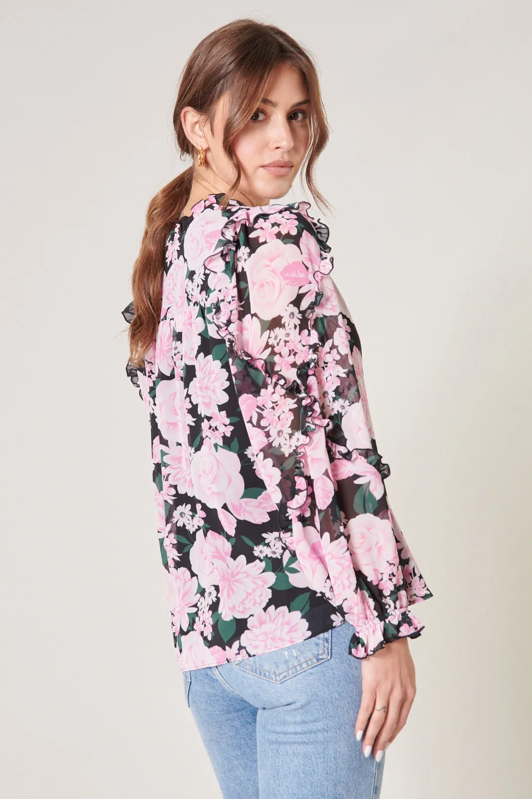 Angelica Floral Raj Ruffle Balloon Sleeve Blouse sold by Sugarlips product image thumbnail 5