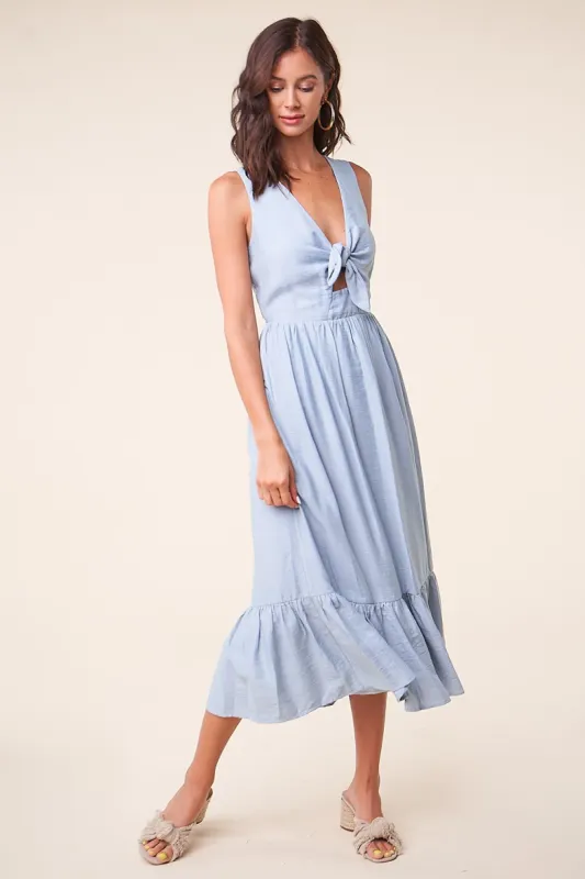 Oceanside Tie Front Midi Dress sold by Sugarlips