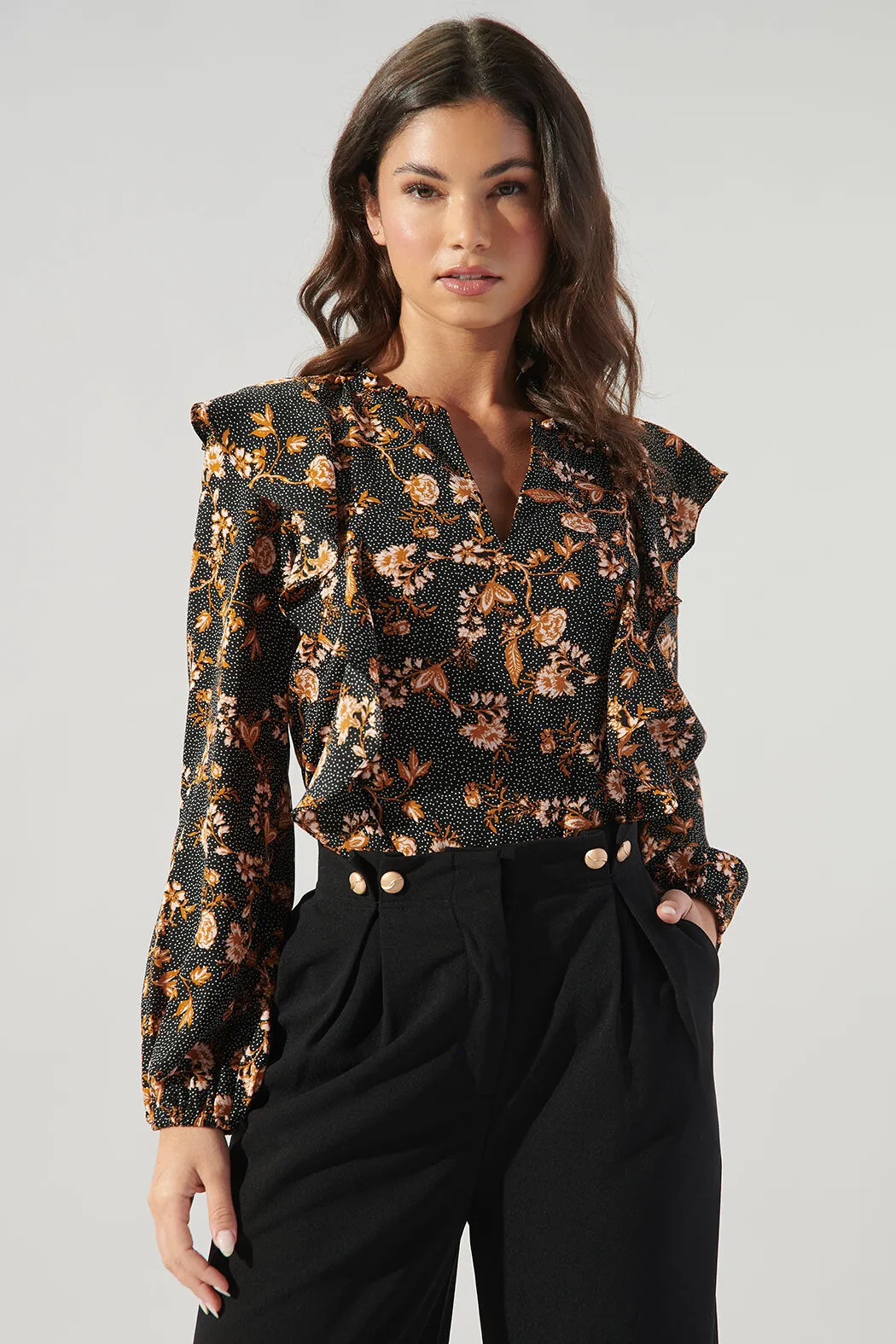 Zana Floral Dot Wilhem Ruffle Blouse sold by Sugarlips product image thumbnail 2