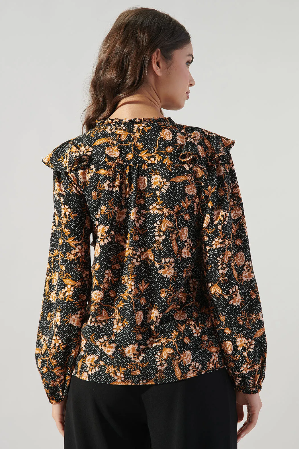 Zana Floral Dot Wilhem Ruffle Blouse sold by Sugarlips product image thumbnail 3