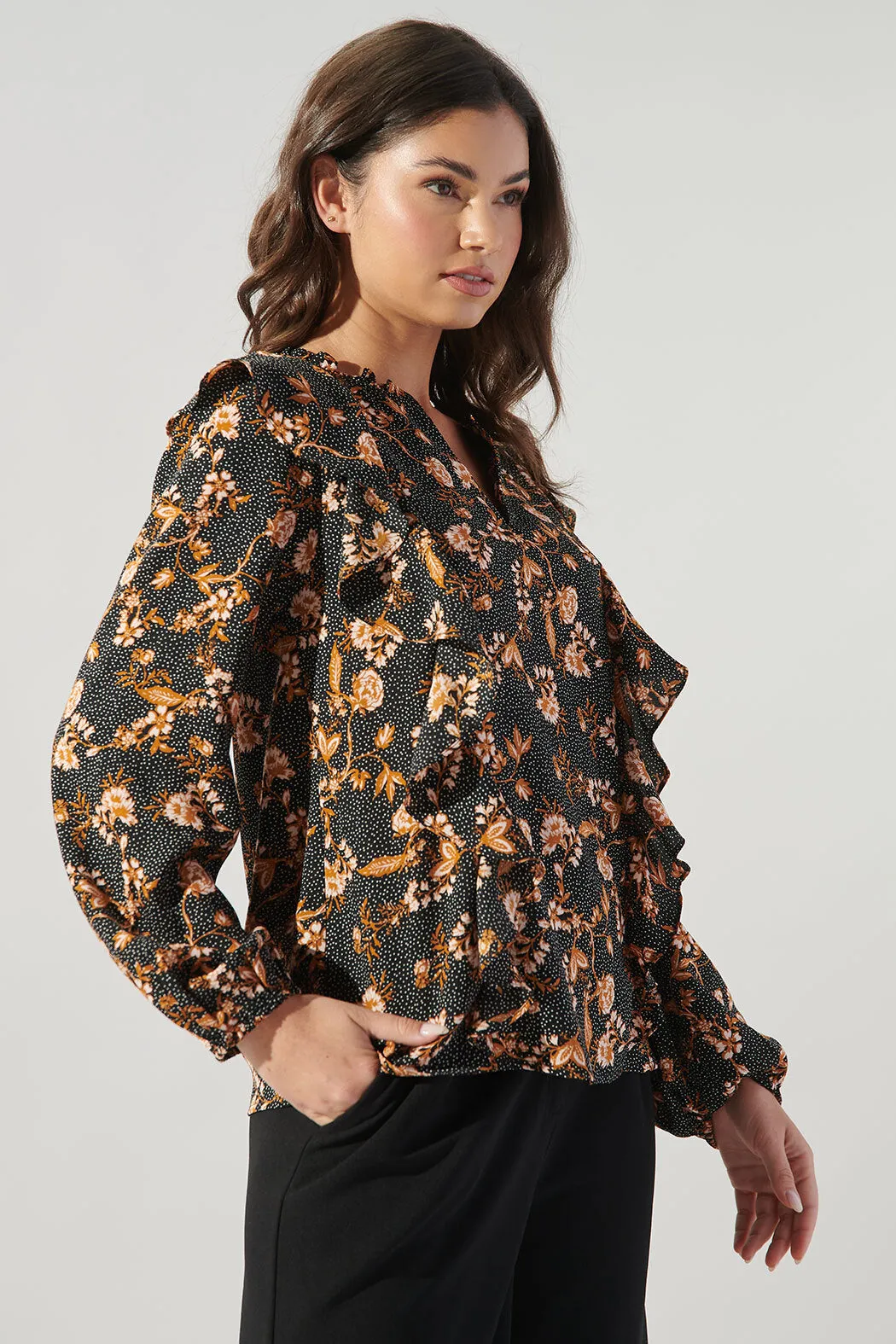 Zana Floral Dot Wilhem Ruffle Blouse sold by Sugarlips product image thumbnail 4