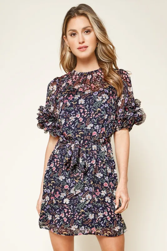 Vida Floral Chiffon Mini Dress sold by Sugarlips