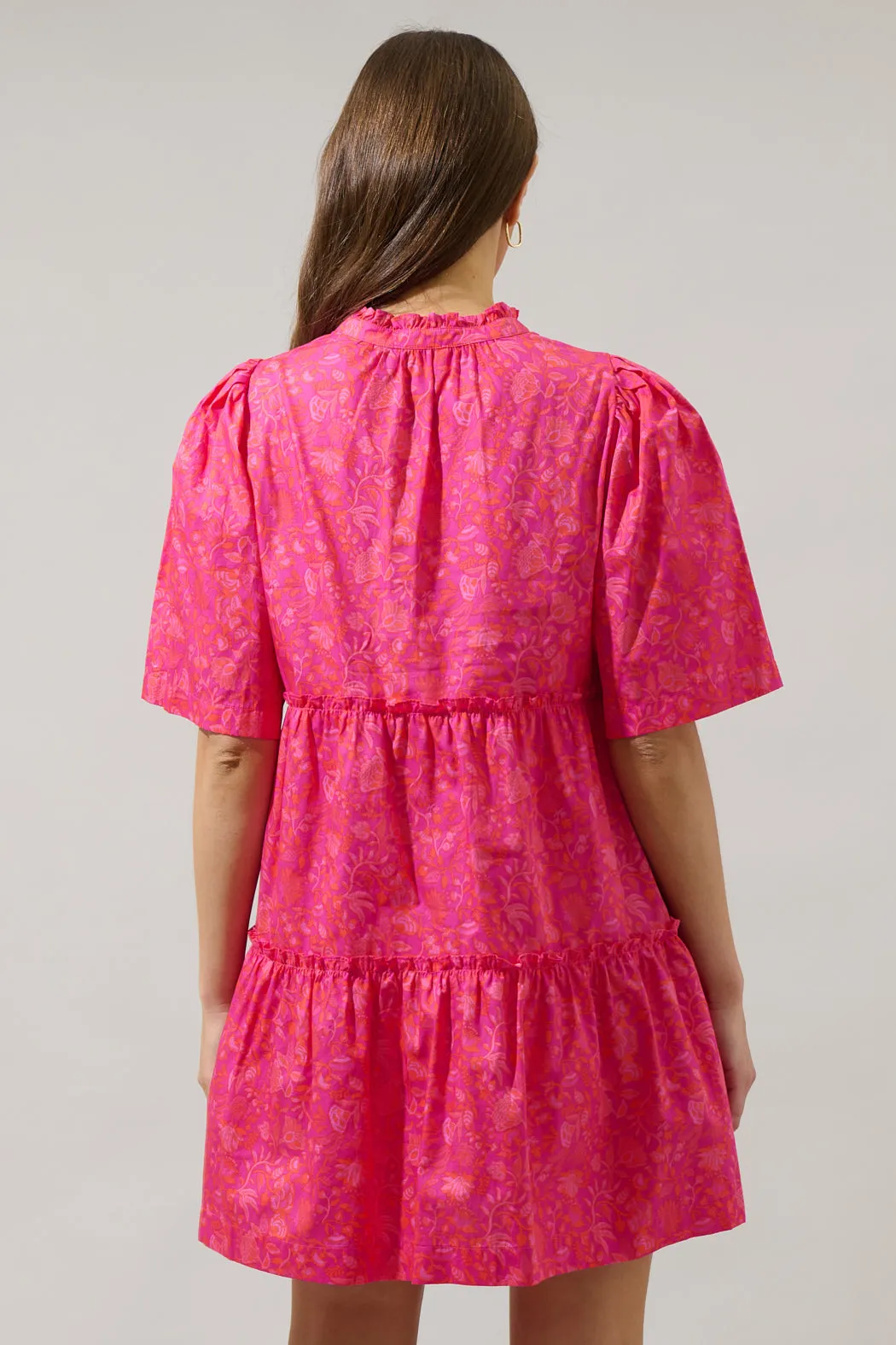 Cerise Floral Dixie Split Neck Shift Dress sold by Sugarlips product image thumbnail 2