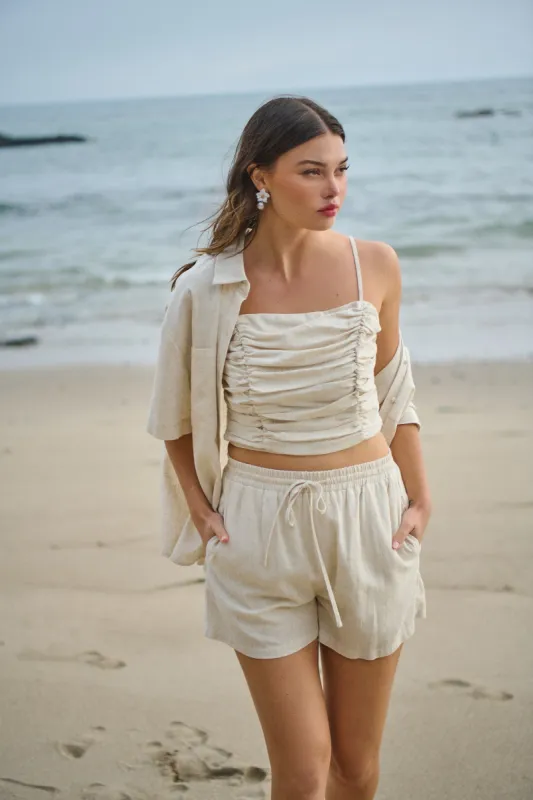 Sandy Shore Bliss Ruched Cropped Top sold by Sugarlips