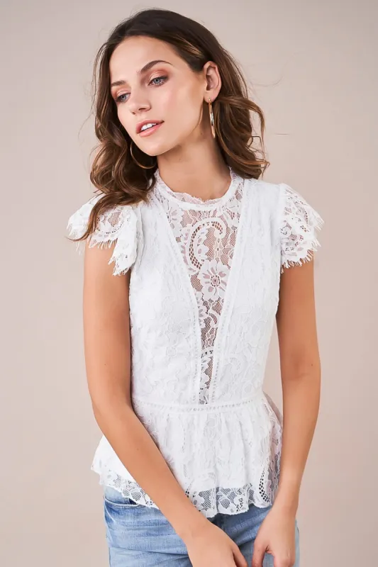 Heidi Lace Peplum Blouse sold by Sugarlips