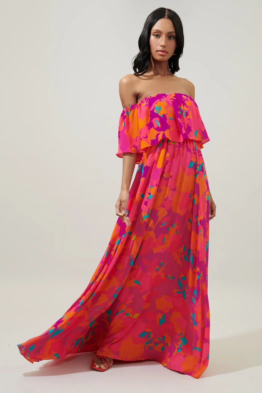 Constance Floral Enamored Off the Shoulder Ruffle Dress sold by Sugarlips product image thumbnail 3