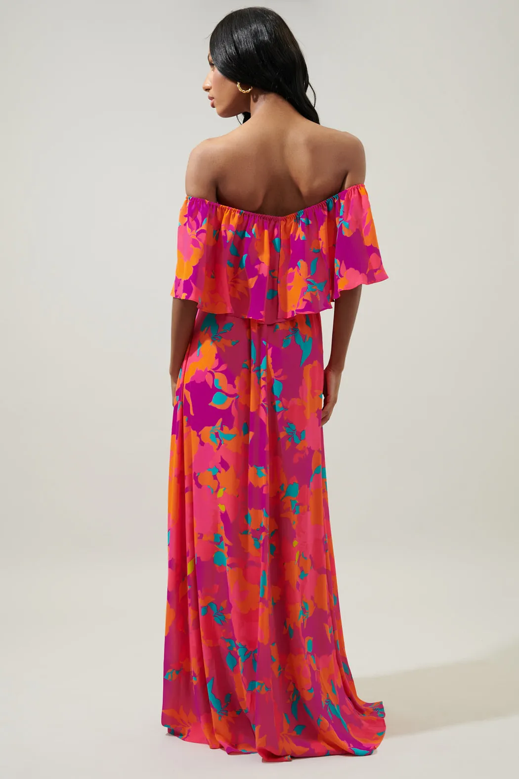 Constance Floral Enamored Off the Shoulder Ruffle Dress sold by Sugarlips product image thumbnail 2