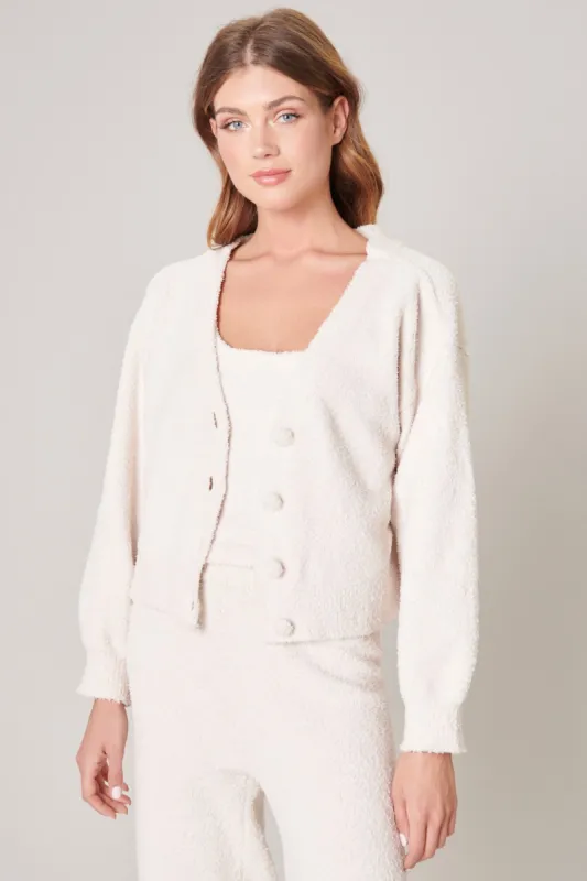 Cloud Nine Fuzzy Button Front Cardigan sold by Sugarlips