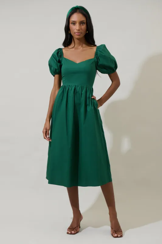 Sun City Alessi Puff Sleeve Midi Dress sold by Sugarlips
