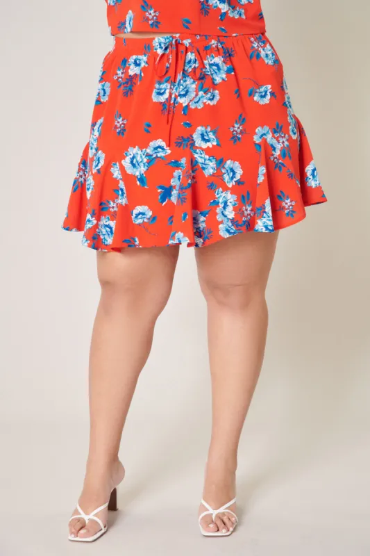 Rosario Floral Lowell Fluted Mini Skirt Curve sold by Sugarlips