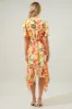 Kailua Floral Aerin Asymmetrical Flutter Midi Dress sold by Sugarlips
