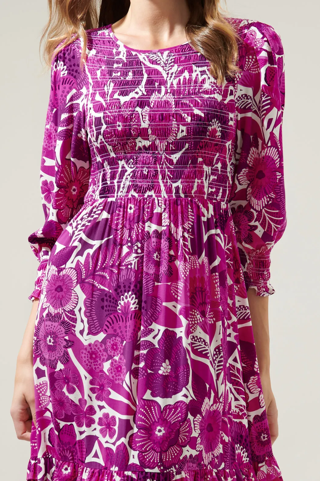 Tropical Orchid Ludlow Smocked Maxi Dress sold by Sugarlips product image thumbnail 5