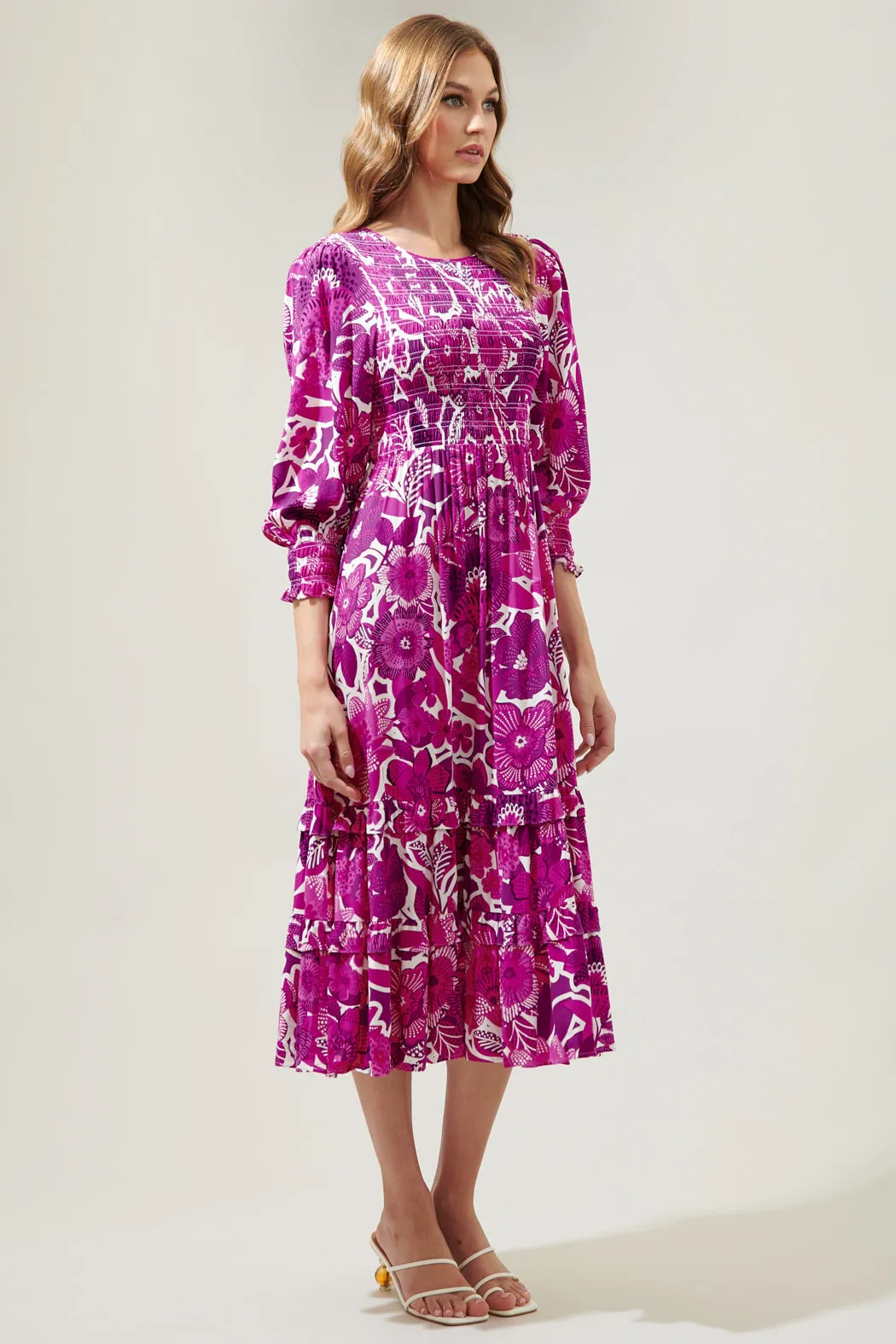 Tropical Orchid Ludlow Smocked Maxi Dress sold by Sugarlips product image thumbnail 3