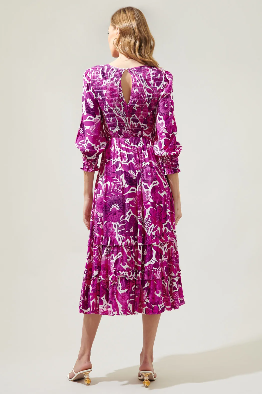 Tropical Orchid Ludlow Smocked Maxi Dress sold by Sugarlips product image thumbnail 2