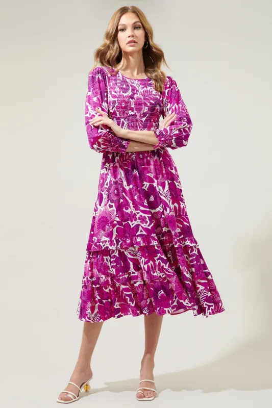 Tropical Orchid Ludlow Smocked Maxi Dress sold by Sugarlips