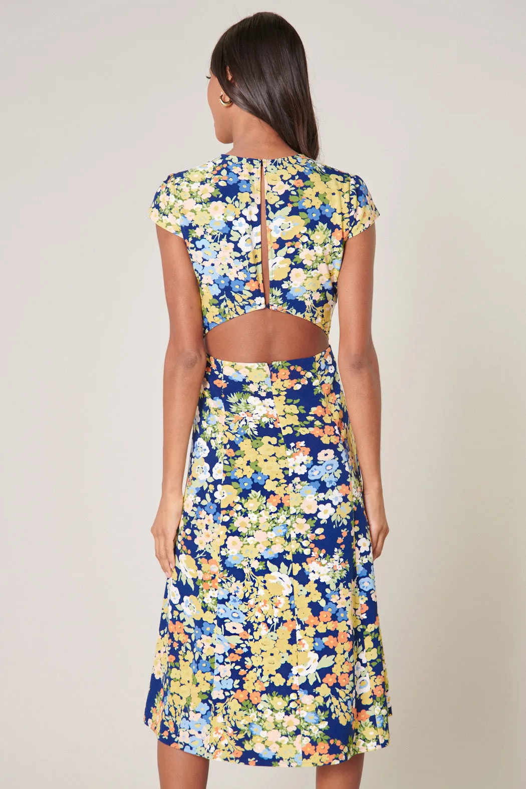 Toulon Floral Everbloom Cutout Midi Dress sold by Sugarlips product image thumbnail 3