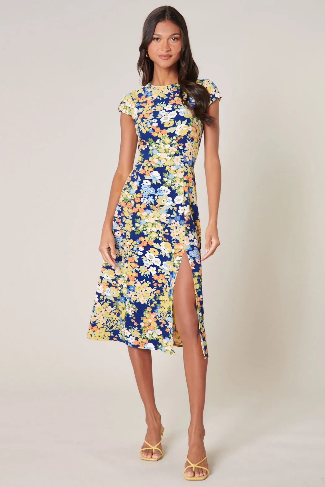 Toulon Floral Everbloom Cutout Midi Dress sold by Sugarlips product image thumbnail 4