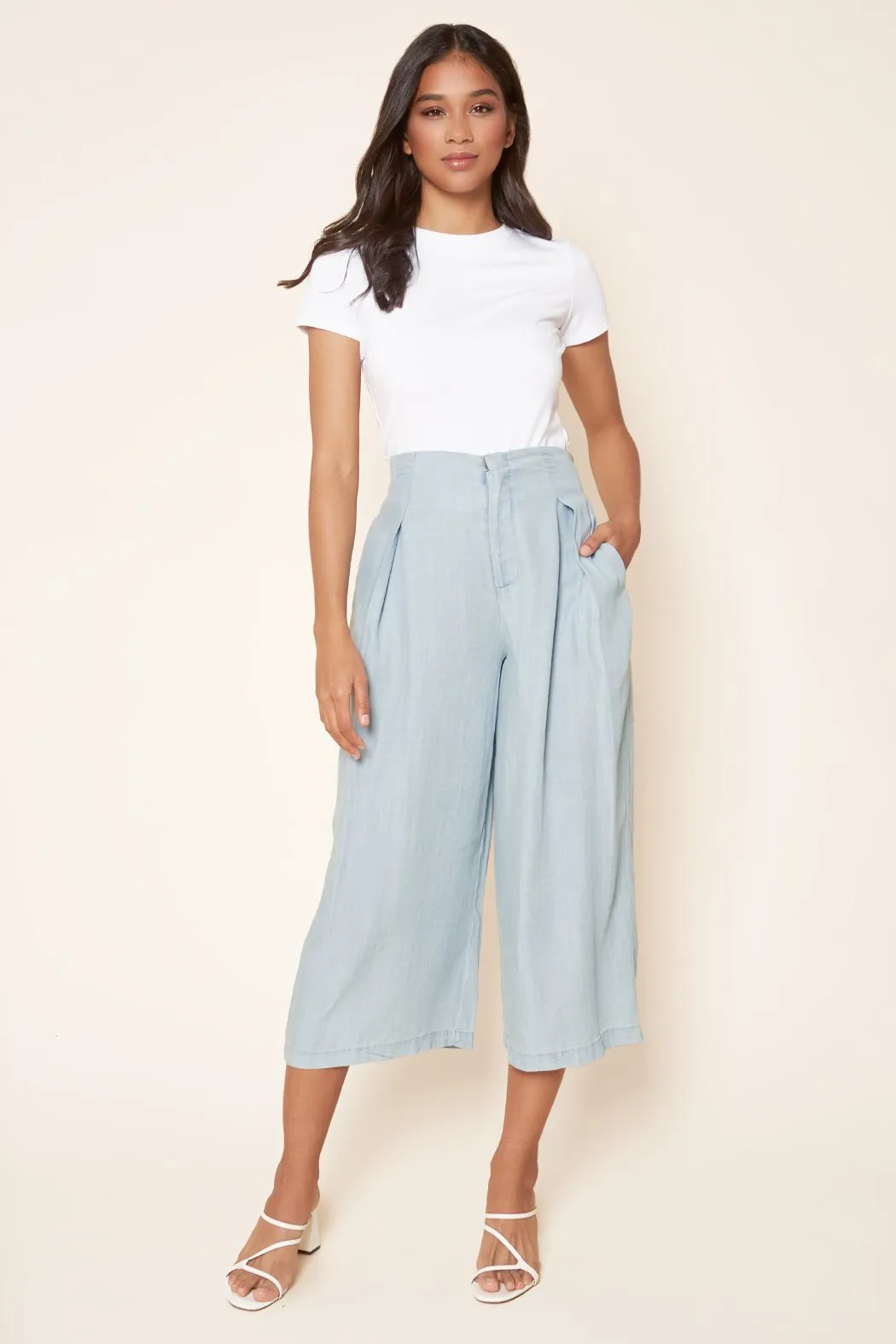 Cannes Chambray Cropped Wide Leg Pants sold by Sugarlips product image thumbnail 5